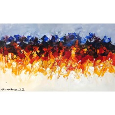 Mashkoor Raza, 36 x 60 Inch, Oil on Canvas, Abstract Painting, AC-MR-526
